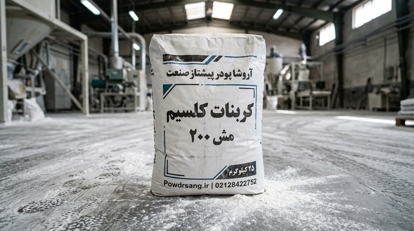 پودر کربنات کلسیم مش 200 تولید شده در کارخانه آروشا پودر