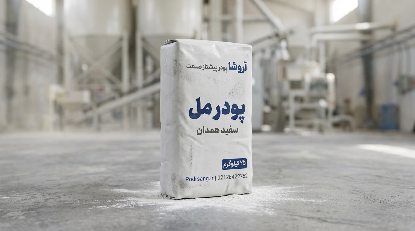 پودر مل سفید همدان میکرونیزه تولید شده در کارخانه آروشا پودر